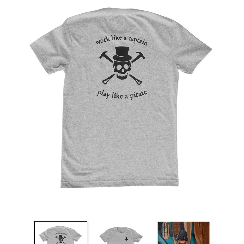 Lost Boy Creations Pirate Graphic Tee  Work Like a Captain Play Like a Pirate 2X - Picture 9 of 9